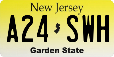 NJ license plate A24SWH