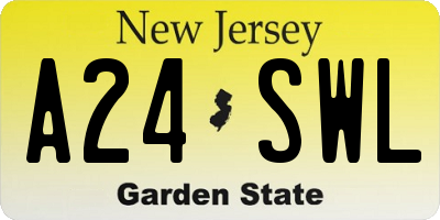 NJ license plate A24SWL