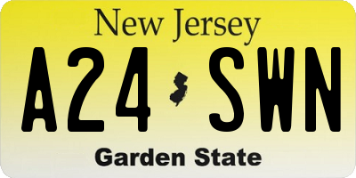 NJ license plate A24SWN