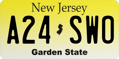 NJ license plate A24SWO