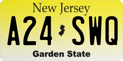 NJ license plate A24SWQ