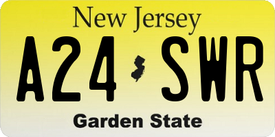 NJ license plate A24SWR