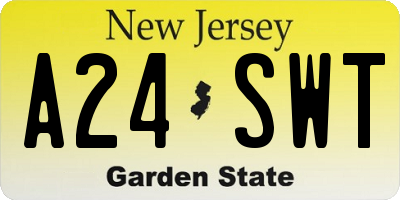 NJ license plate A24SWT