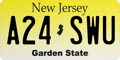 NJ license plate A24SWU