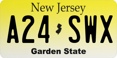 NJ license plate A24SWX