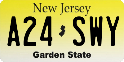 NJ license plate A24SWY