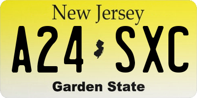NJ license plate A24SXC