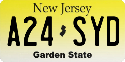 NJ license plate A24SYD
