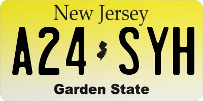 NJ license plate A24SYH