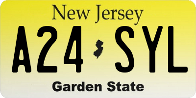 NJ license plate A24SYL