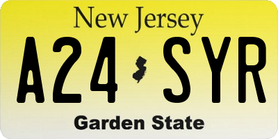 NJ license plate A24SYR