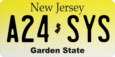 NJ license plate A24SYS