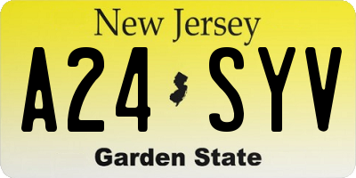 NJ license plate A24SYV