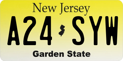 NJ license plate A24SYW