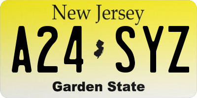 NJ license plate A24SYZ