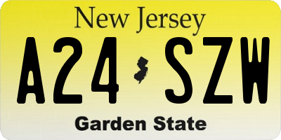 NJ license plate A24SZW