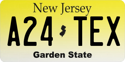 NJ license plate A24TEX