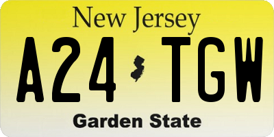 NJ license plate A24TGW