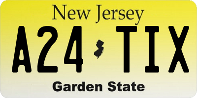 NJ license plate A24TIX