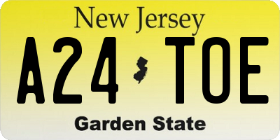 NJ license plate A24TOE