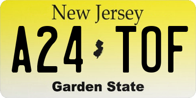 NJ license plate A24TOF