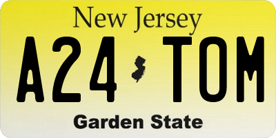 NJ license plate A24TOM