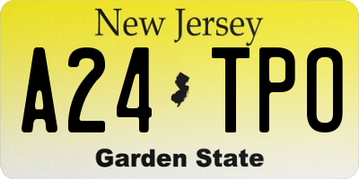 NJ license plate A24TPO