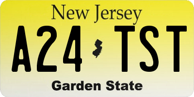 NJ license plate A24TST