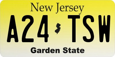 NJ license plate A24TSW