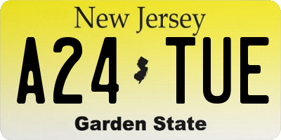 NJ license plate A24TUE