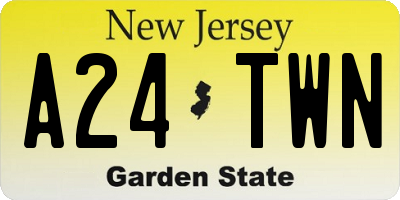 NJ license plate A24TWN