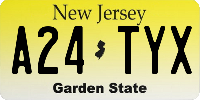 NJ license plate A24TYX