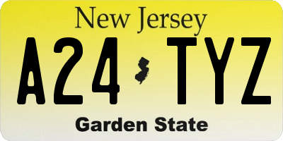 NJ license plate A24TYZ