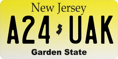 NJ license plate A24UAK