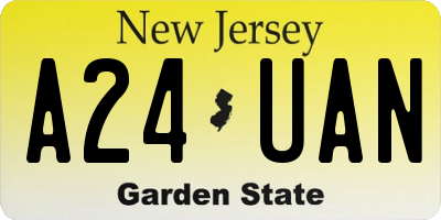 NJ license plate A24UAN