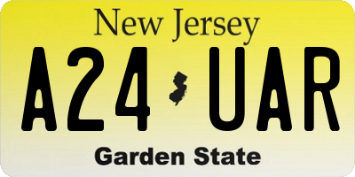 NJ license plate A24UAR