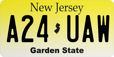 NJ license plate A24UAW