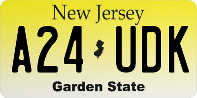 NJ license plate A24UDK