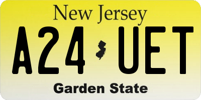 NJ license plate A24UET