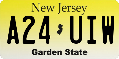 NJ license plate A24UIW