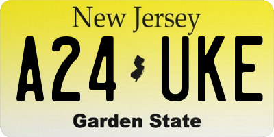 NJ license plate A24UKE