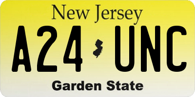 NJ license plate A24UNC