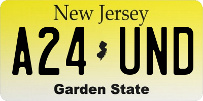 NJ license plate A24UND