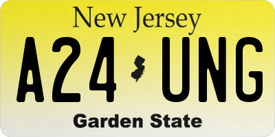 NJ license plate A24UNG