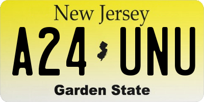 NJ license plate A24UNU