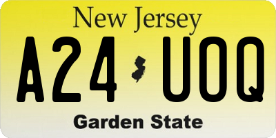 NJ license plate A24UOQ