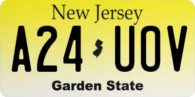 NJ license plate A24UOV
