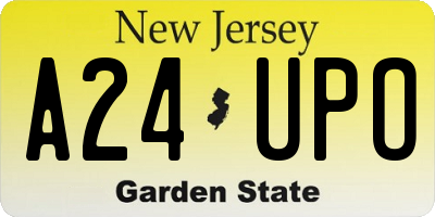 NJ license plate A24UPO