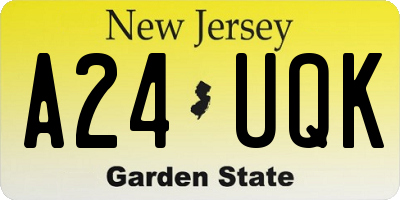 NJ license plate A24UQK