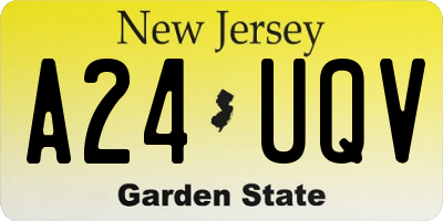 NJ license plate A24UQV